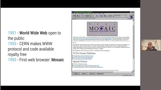  A screenshot of the Mosaic web browser from the early 1990s.